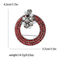 Crystal Wreath Brooch in Metal with Circular Crystal Rows Topped by a Floral Cluster view 6