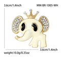 Ivory Enamel Elephant Brooch with Crown and Clear Crystals view 4