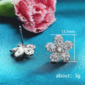 Silver Tone Five-Petal Pave CZ Flower Stud Earrings view 5