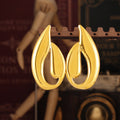 Gold Irregular Leaf Openwork Statement Stud Earrings view 2