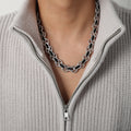 Silver Ring Chain Black Bar Necklace Bracelet Styles view 6