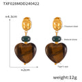 Gold Steel Cushion Stone Pendant Necklace Heart Drop Earrings view 7
