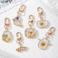 Gold Resin Dried Flower Halloween Keychains Lobster Clasp 6 Styles view 1