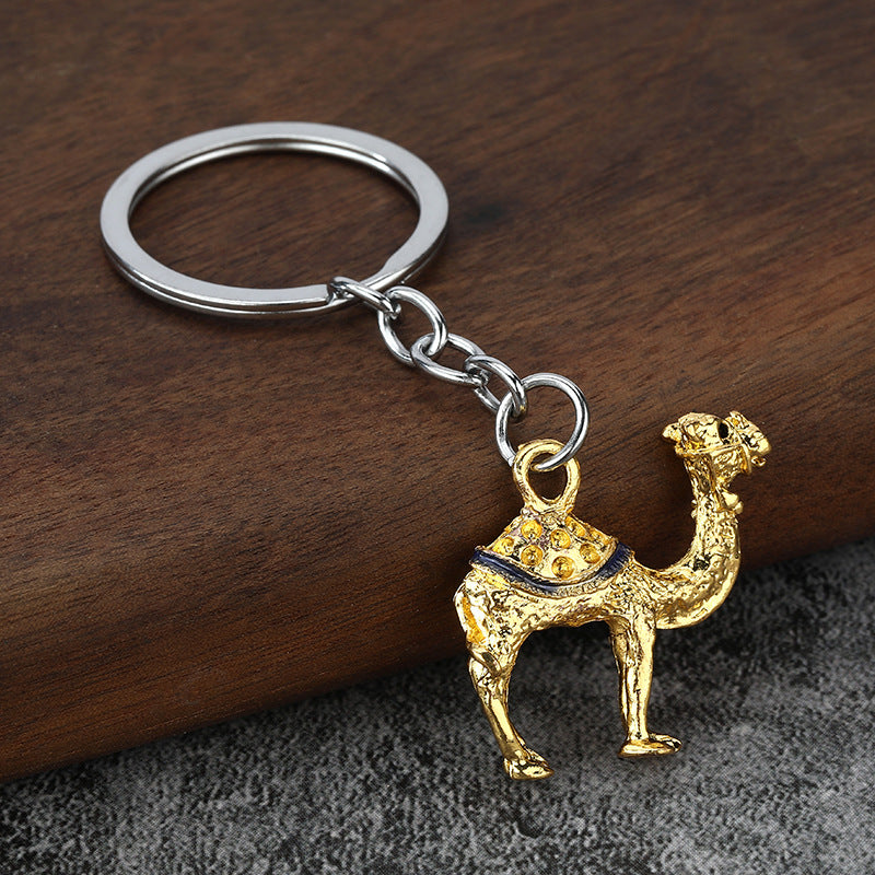 Dunhuang Camel Alloy Keychain Souvenir with Jewel-Style Enamel Finish
