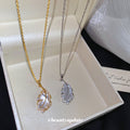 Gold and Silver White Feather Pendant Necklaces Statement Jewelry view 4