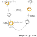 Long Hollow Circle Link Necklace Gold Silver Two-Tone Steel view 9