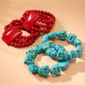Natural Stone Laughing Buddha Bead and Red Multi Strand Bracelets view 2