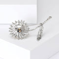 Long Stem Dandelion Brooch with Yellow and Green Enamel view 3