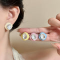 Pastel Oval Stud Earrings in Four Colors Statement Jewelry Design view 2