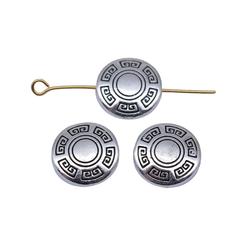 13x13x4mm 2.3g Antique Silver Zinc Alloy Floral Round Small Hole Beads for DIY Bracelet Jewelry Making
