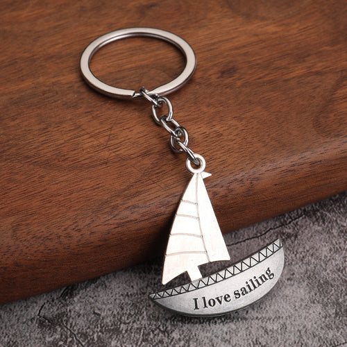 Sailboat Metal Keychain Bag Charm Lucky Gift Accessory