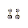 Gray Pearl Dual Drop Earrings Irregular Gold Frames view 5