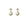 Gold Star Stud Cats Eye Crescent Moon Drop Earrings view 5
