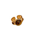 Gold Tiger Eye Geometric Round Open Ring Brown Stone view 5