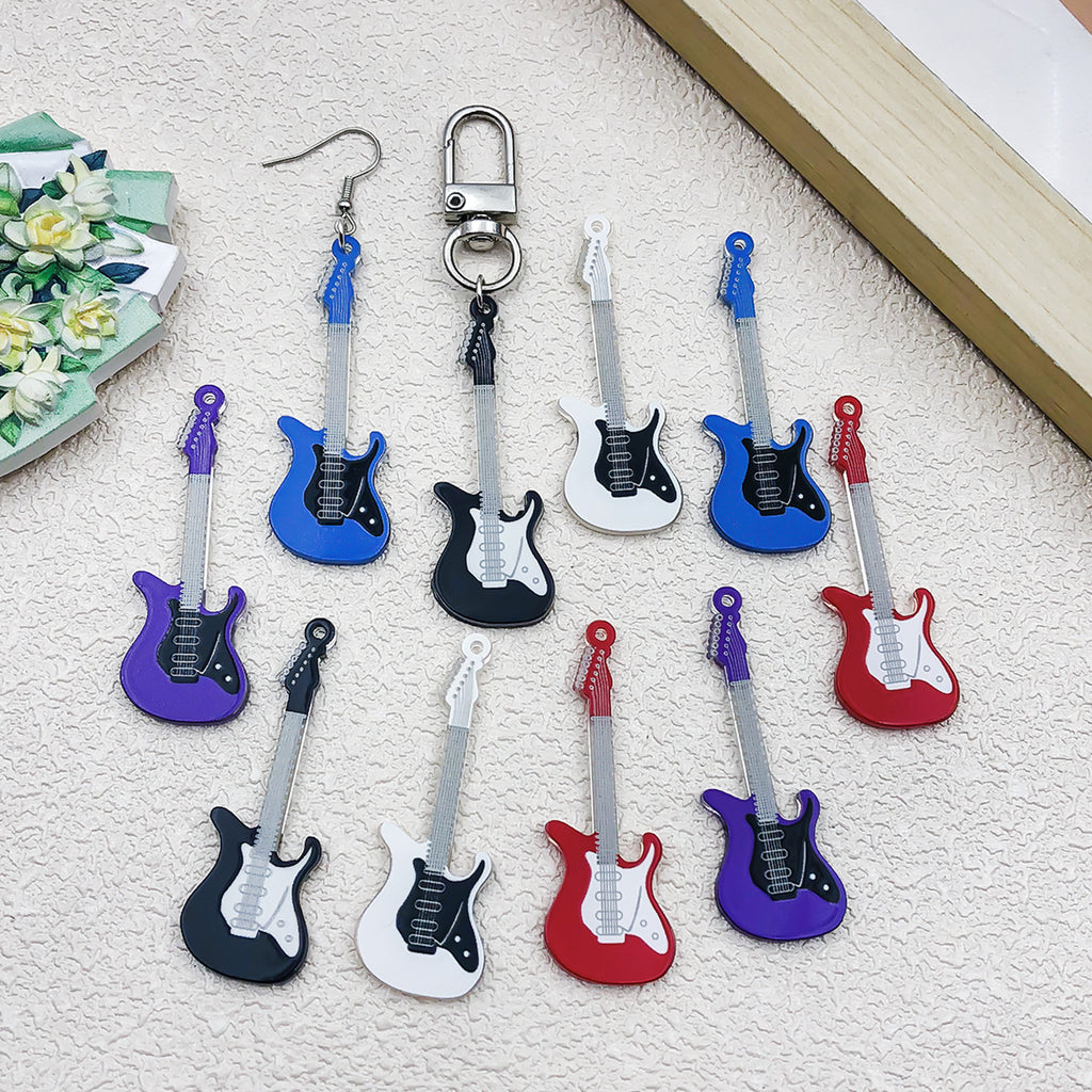 Double Sided Printed Acrylic Guitar Charm Pendant for DIY Bracelets Necklaces Keychains