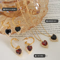 Gold Heart Crystal Pendant Necklace And Hoop Earrings view 2