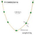 Green Zircon Station Necklace Bracelet Gold Or Steel Stainless view 6
