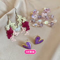 Butterfly Flower Crystal Heart Earring Three Pair Set view 6