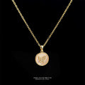 Gold Tone Shell Disc Butterfly Pendant Necklace Pave Crystal view 3