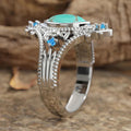 White Gold Marquise Turquoise Boho Ring Blue Accents view 3