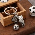 Metal Soccer Shoe and Ball Keychain Silver Ring Charms view 3