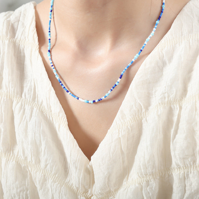 Delicate Multicolor Beaded Necklaces With Teardrop Pendants