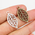 Openwork Leaf Charms in Antique Bronze and Silver for Jewelry Making view 1