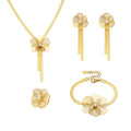 Hollow Flower Zircon Necklace Bracelet Earrings Ring Set view 5