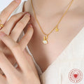 Gold Bunny Face Pendant Necklace Star Charm Ball Chain view 4