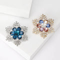 Crystal Snowflake Brooch with Blue or Multicolor Floral Center view 1