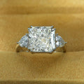 Silver Tone Square Center Pear Side Clear Ring Sizes 6-10 view 2