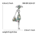 Abalone Shell Lady Brooch Hat Dress Handbag Silver Tone view 6