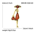 Stylized Lady Brooch with Amber Dress in Gold or Silver view 5