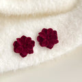 Red Velvet Flower Heart Bow Pom Earring Styles Set view 6