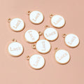 Round LUCK Enamel Metal Charms in Black Pink and White view 4