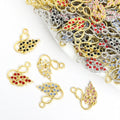 Rhinestone Swan Charms in Gold and Silver Tones, Five Colors view 1