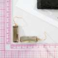 Gold Tone Long Rectangular Faceted Crystal Hook Earrings view 3