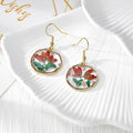 Gold Tone Round Pressed Flower Drop Earrings in Four Designs view 2