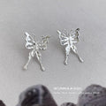 Silver Liquid Openwork Butterfly Stud Earrings Pair view 3