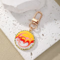 Gold Tone Scalloped Round Marbled Swirl Clip Keychains in Six Colors view 4