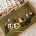 Black Cord Geometric Pendant Necklaces in Seven Designs view 4