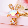 Gemstone Rabbit Keychains in White Emerald and Purple view 6