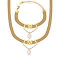Letter M Mesh Choker Bracelet Gold Pearl Drop Style view 5