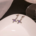 Gold Star Stud Drop Earrings Black Crystal Cross Flower view 3