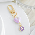 Iridescent Heart Bead Keychain With Purple Enamel Letter Charm view 3
