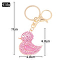 Rhinestone Duck Keychain Gold Metal Pink Yellow Clear view 3