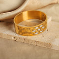 Wide Hinged Bangle Cutout Oval Links Clear Crystal Accents view 4