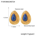Textured Teardrop Stud Earrings with Blue Lazuli Inlay view 6