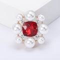 Round Pearl Halo Brooch With Large Square Jewel Center view 7