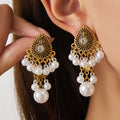 Four Color Antique Gold Teardrop Pearl Look Earrings view 1